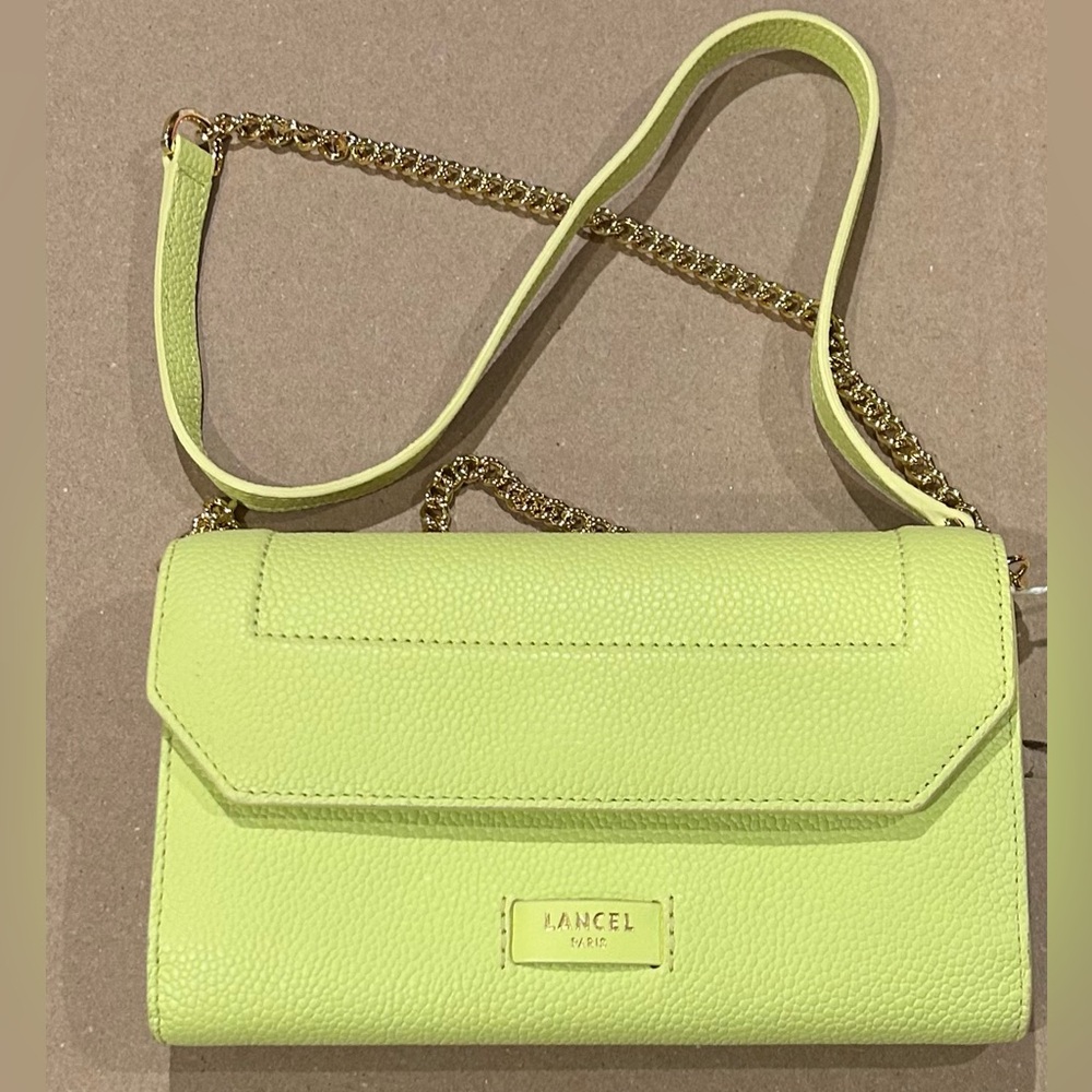 Lancel Ninon Leather Lime Chain Wallet Crossbody - Picture 1 of 10
